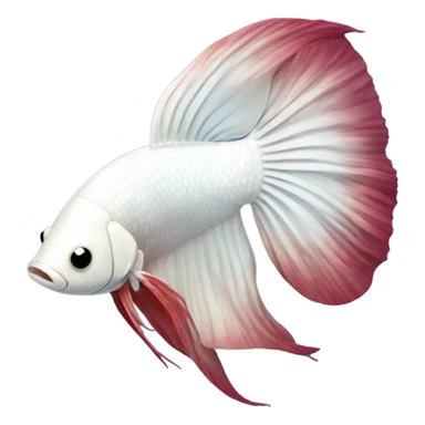 White betta fish with burghundy short fins, position: full profile sticker