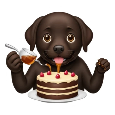 Cup of Tea cake black Labrador  sticker