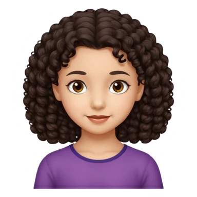10 year old girl, morena, dark brown curly hair, smirking expression sticker