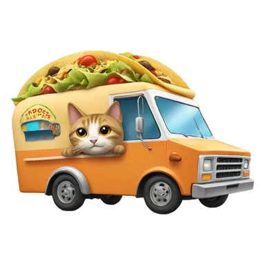 Cat driving a taco truck sticker