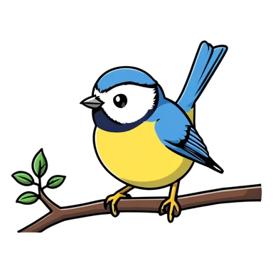 Eurasian blue tit bird on branch sticker