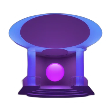 Nightclub entry hall with 3 large 2/3 circular purple and blue led lights of descending order leading inside sticker