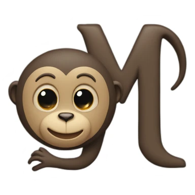 M, m letter, alphabet with a monkey sticker