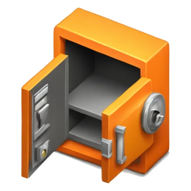 3d isometric small safe in orange or yellow sticker