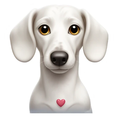 White dachshund with a heart  sticker