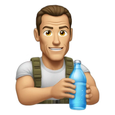 JCVD who's drinking a botle of water sticker