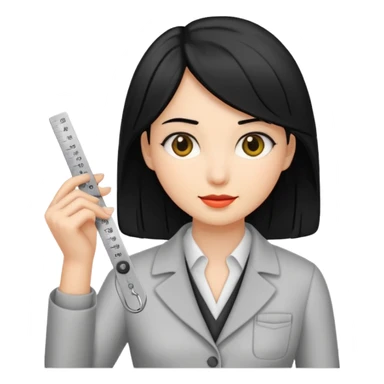 tailor woman holding measure black hair sticker