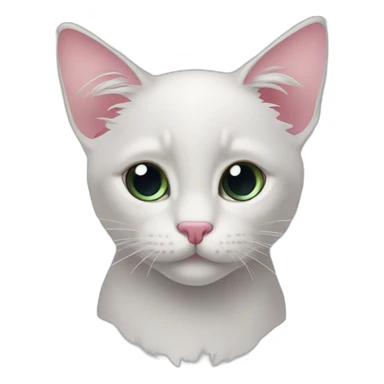 Милая белая пушистая кошка с розовым носиком подмигивает одним глазом  sticker