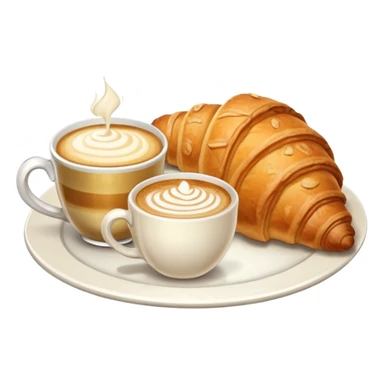 Croissant and capuccino breakfast sticker