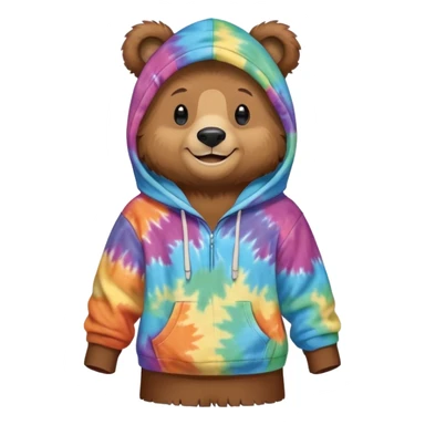 standing bear wearing a tiedye hoodie sticker