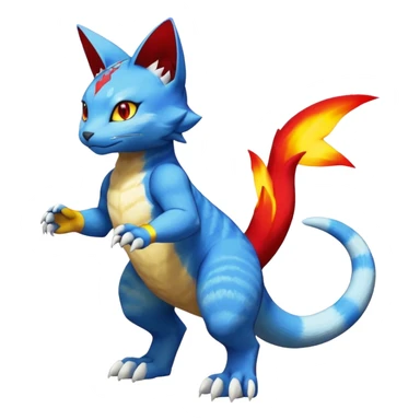 Gabite-Veemon-Digimon-Peppercat-Pokémon-Flamedramon-fusion-animal-hybrid-creature, Full body  sticker