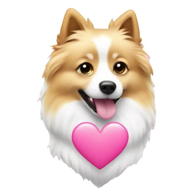 White and blonde spots spitz in a pink heart sticker