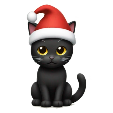 black cat with santa hat under christmas tree sticker