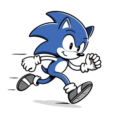 Sonic the Hedgehog, hand-drawn doodle style, playful and simple, black outlines sticker