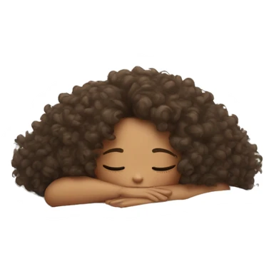 Girl with curly hair taking nap on white pillow sticker