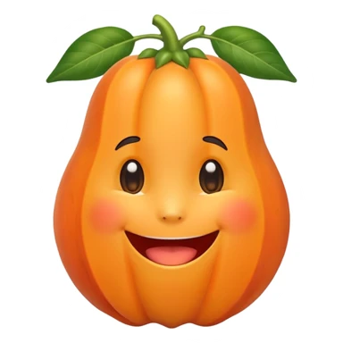 Chibi sticker style papaya with a smiling face cute and exaggerated  sticker