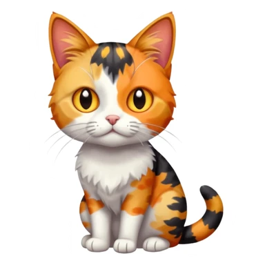 full body anxious looking colourful patchy calico tabby cat sticker