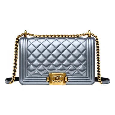 chanel le boy silver color bag gold hardware sticker