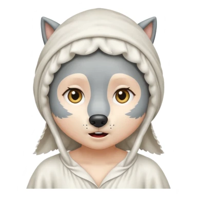 the wolf in grandma's nightgown and cap in the little red riding hood story sticker