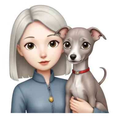Chinese girl holding all grey Italian greyhound sticker