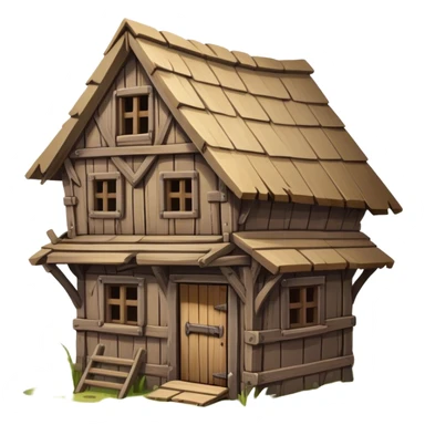 dilapidated medieval shack building sticker