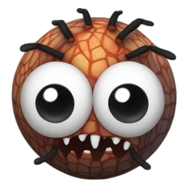 3d sphere with a cartoon Cave Spider skin texture with big stupid eyes sticker