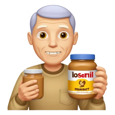 White man, barely any hair, lots and lots of wrinkles, bad yellow teeth, and peanut butter. Cerebral palsy sticker