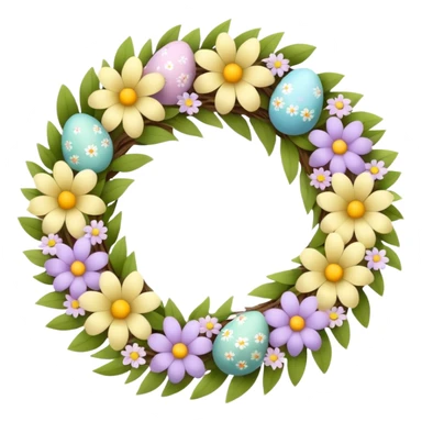 flower easter wreath, made in a shape of an egg sticker