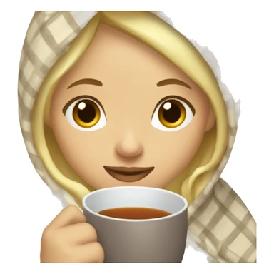 Blonde girl wrapped in blanket sipping tea sticker