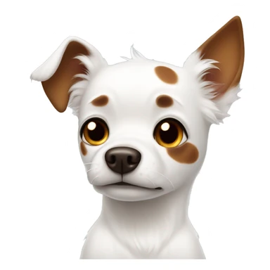 White dog with big brown spot on one eye. Little spots on ears sticker