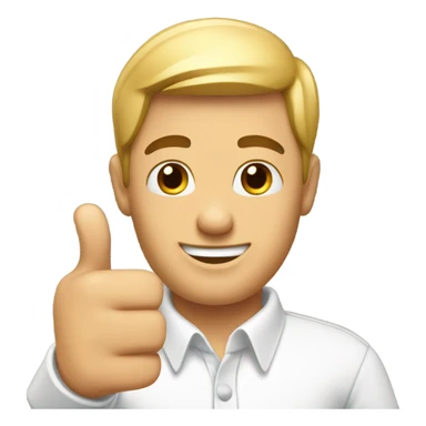 male in white collared shirt thumbs up sticker