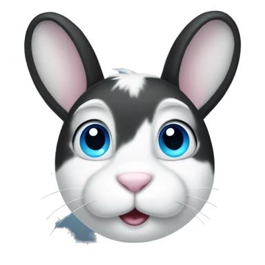 Black and white bunny with blue eyes  sticker