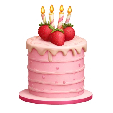 Pink strawberries and cream birthday cake  sticker