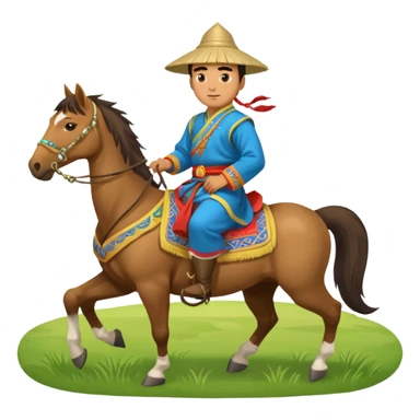 mongolian man on horse full body sticker