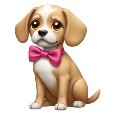dog wearing a bow sticker