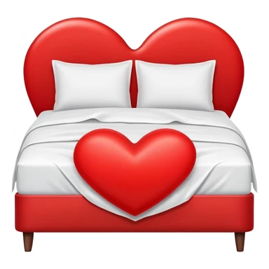 double bed with a large red heart replacing the headboard sticker