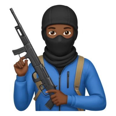A black man wearing a ski mask holding a gun sticker