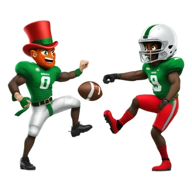 Leprechaun fighting Ohio state football player sticker