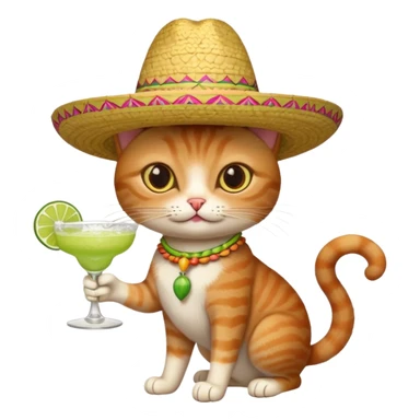 cat with sombrero and margarita sticker