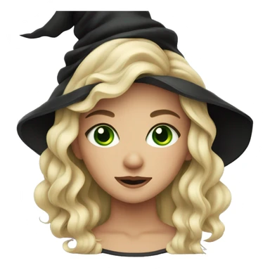 Blonde girl with green eyes dressed as a witch sticker
