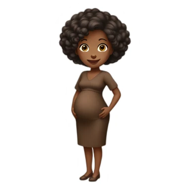 One full body black pregnant lady short blackish brownish 4c hair mid 20’s in brown dress sticker