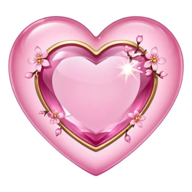 sakura heart with a sparkling gem sticker