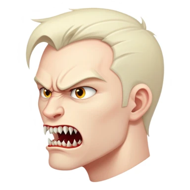 young angry man in profile view with fangs sticker