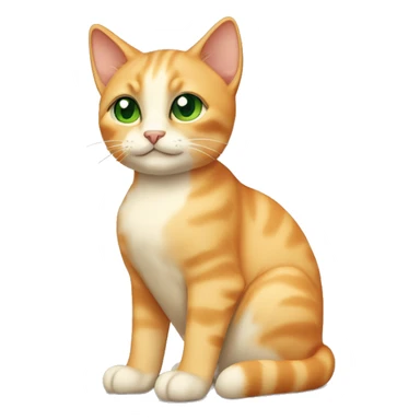 light orange/cream colored cat with green eyes and tipped left ear sitting down  sticker