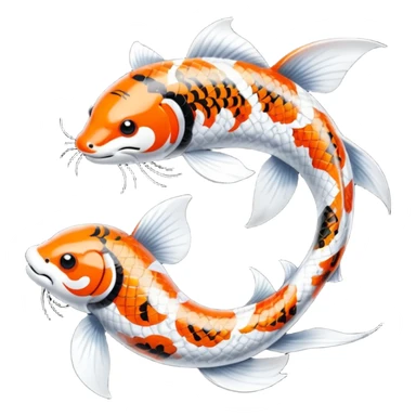 Exotic Tropical Floral Swirl-Patterned Tribal Pretty Asian ornate painted Japanese aesthetic beautiful shiny pretty glossy smooth elegant Koi-Fish-Kitsune-Yokai-animal-creature with tiger stripes on it, 4 legs, a tail sticker