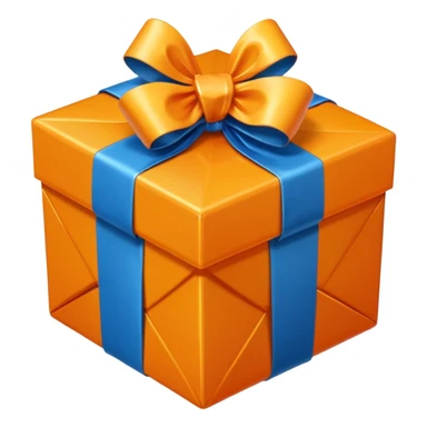 orange diamond gift box with blue ribbon sticker
