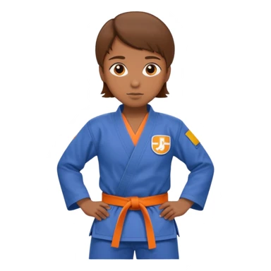 judoka cheveux brun avec ceinture orange sticker