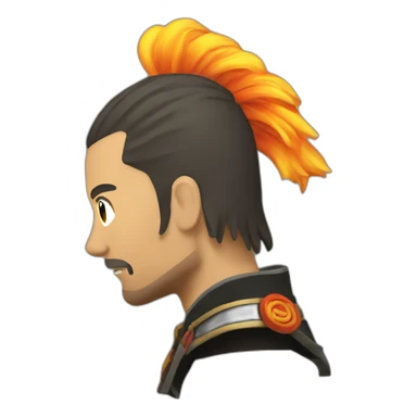 Samurai with fire hair profile view sticker