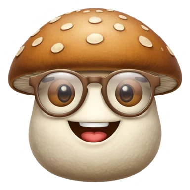 mushroom with glasses and a big smile sticker