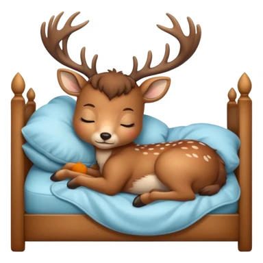Cute deer sleeping in bed sticker